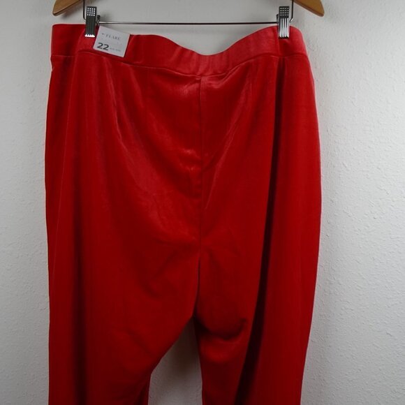 Lane Bryant Velour Pants Women's Plus Size 22 Red Flared Pull On Elastic Waist - Picture 4 of 9